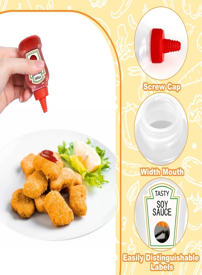 WATUNID 20 Pcs Mini Ketchup Bottles for Bento Box Accessories, WATUNID 25ml Portable Condiment Squeeze Bottles with 4Pc Funnels and 2Pc Cleaning Brushes, Plastic Empty Sauce Bottles Containers for Kids Adults - Image 3